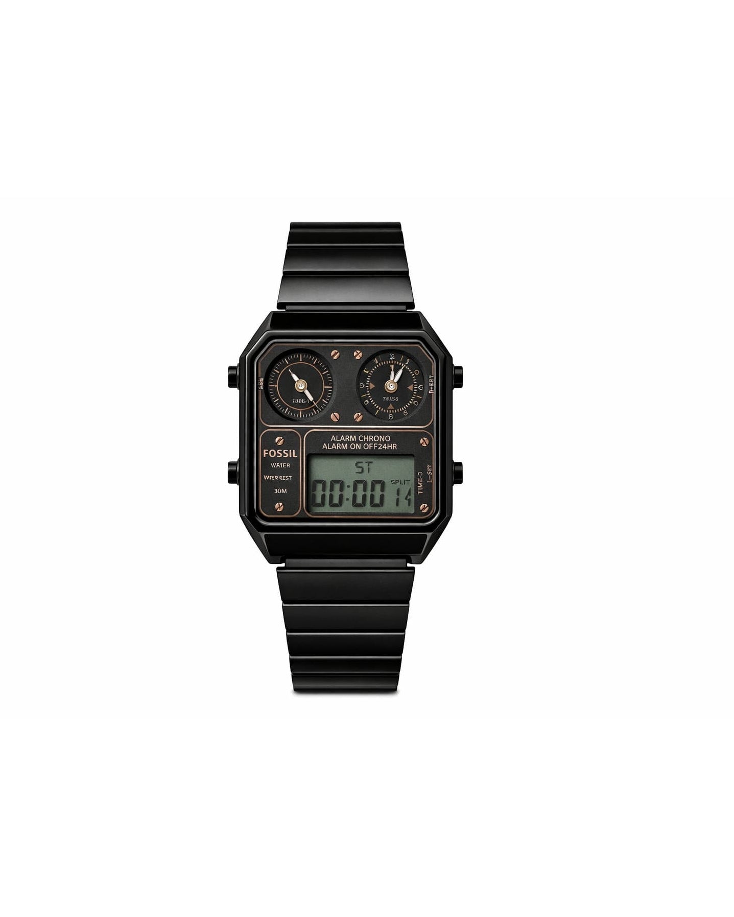 Black Analog-Digital Watch
