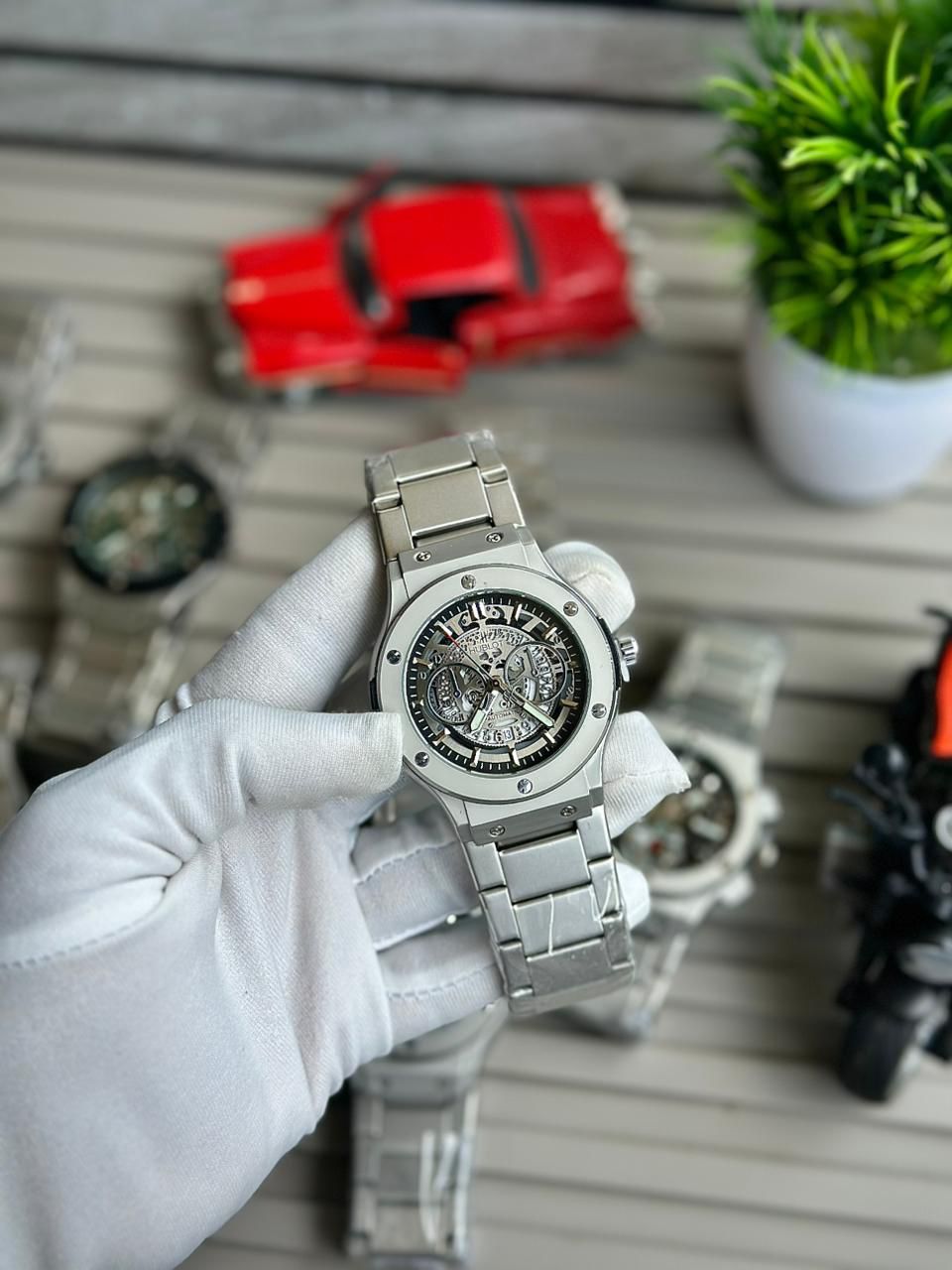 Premium Skeleton Chronograph Watch | Brushed Steel Industrial Design | Luxury Men’s Mechanical-Style Watch