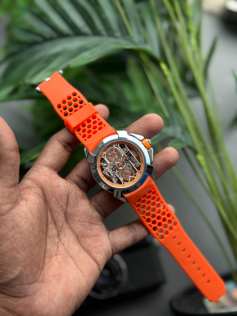Industrial Skeleton Dial Automatic Watch – Vibrant Honeycomb Sport Series
