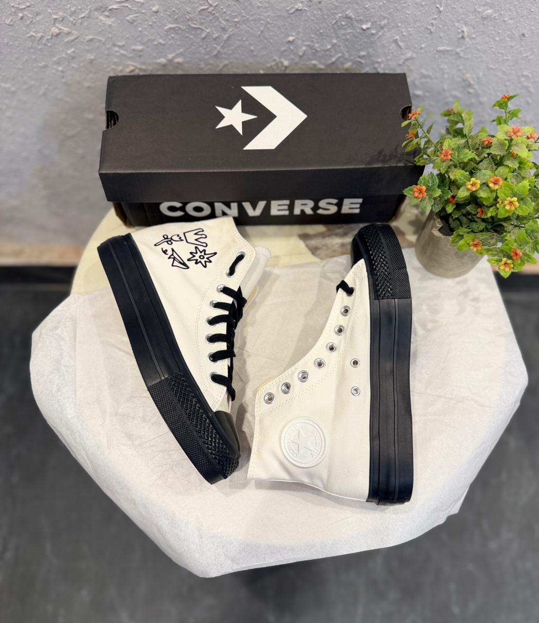 Converse Chuck Taylor All Star High-Top – "Doodle Art" Edition in White & Black