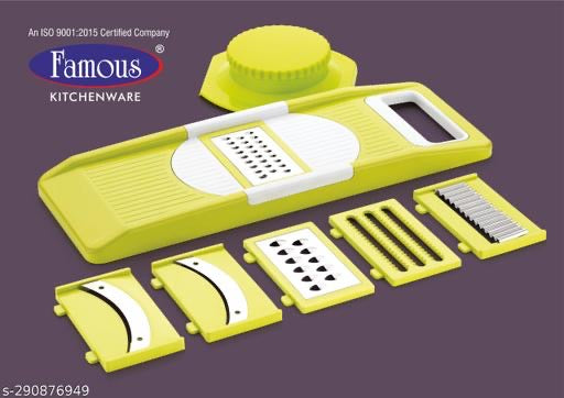 6 in 1 Slicer & Grater with Safety Holder & Extra Sharp V Blade, Includes 6 Detachable Slicers, Ripple, Greater Suitable for Onion, Carrot, Tomato, Cucumber, Beat & Vegetable