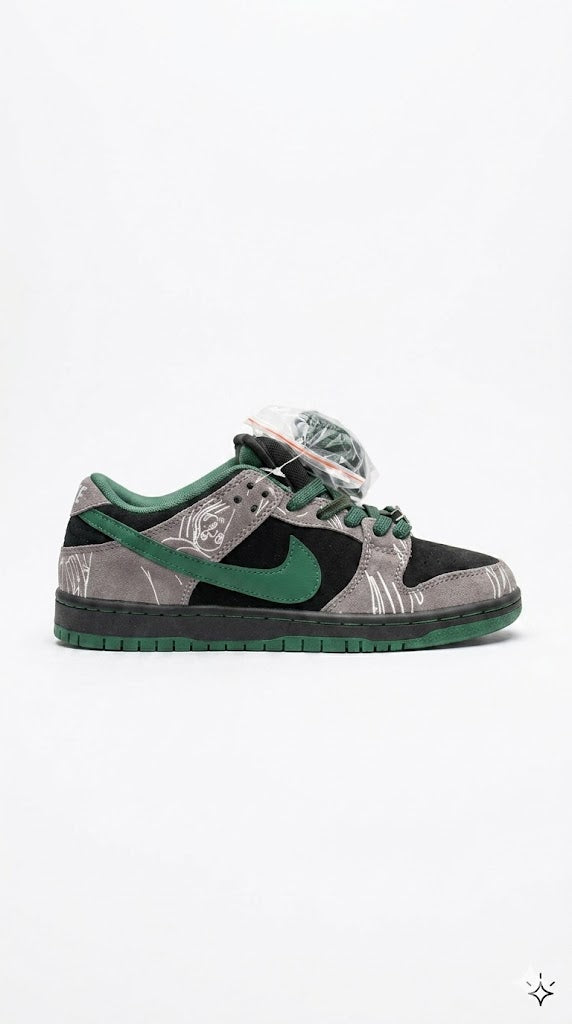 Nike SB Dunk Low "Street Art Edition" – Charcoal Grey & Forest Green Sneakers