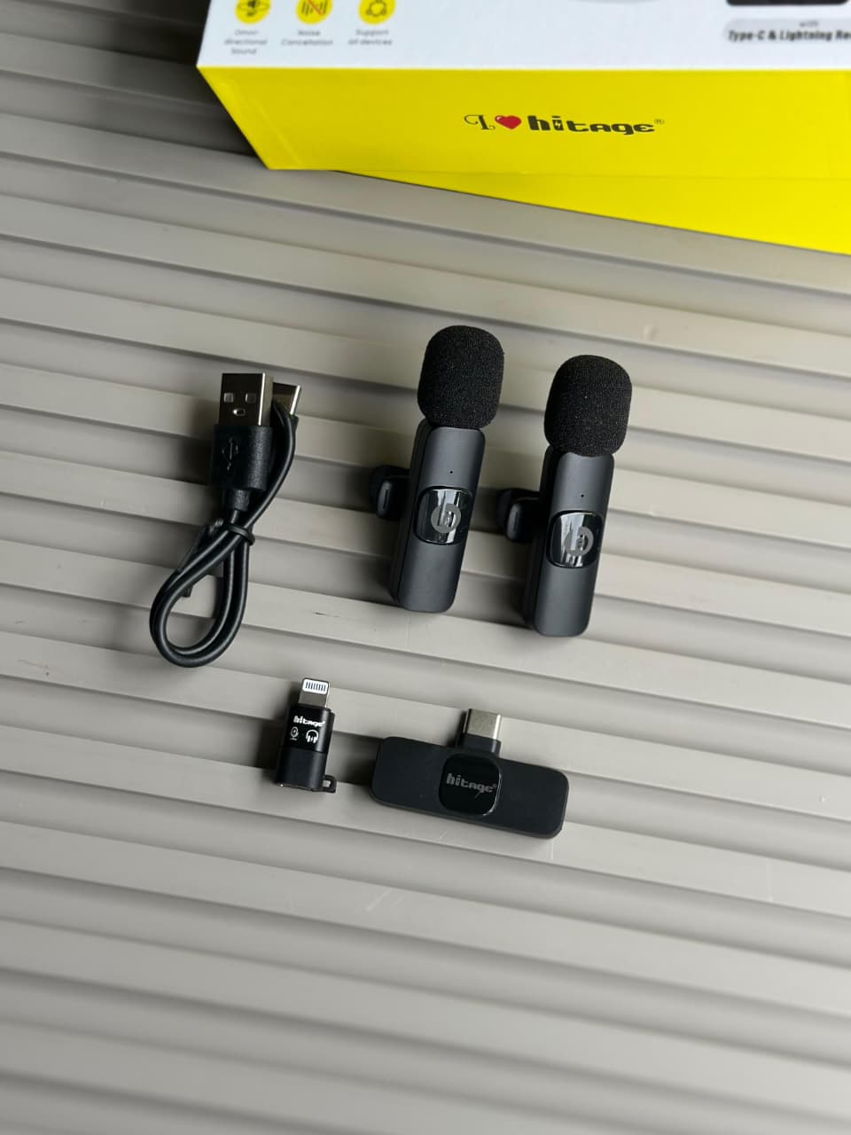 Hitage Podcast Star Dual Wireless Collar Microphone – Professional Noise Cancelling Mic with Type-C & Lightning Receiver