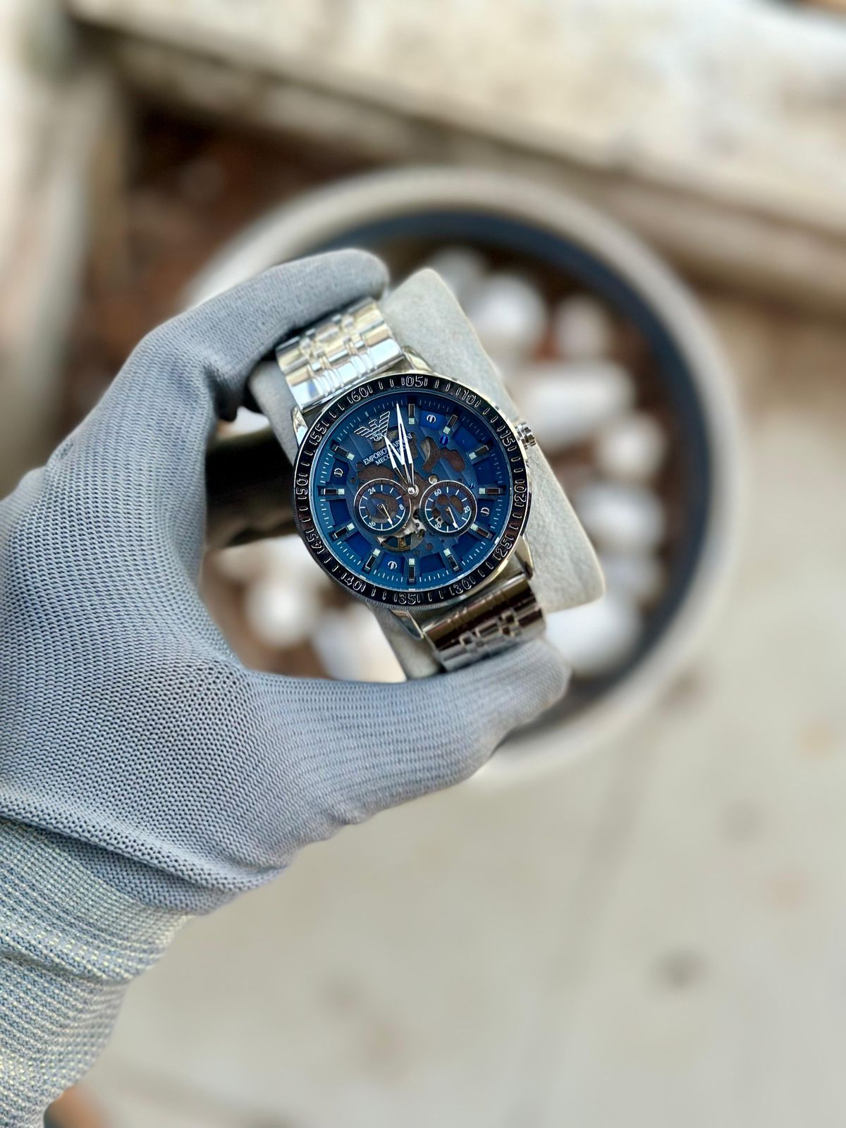 Premium Meccanico Open-Heart Chronograph | Luxury Stainless Steel Link Bracelet | Men’s Designer Skeleton Watch