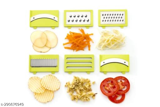 6 in 1 Slicer & Grater with Safety Holder & Extra Sharp V Blade, Includes 6 Detachable Slicers, Ripple, Greater Suitable for Onion, Carrot, Tomato, Cucumber, Beat & Vegetable