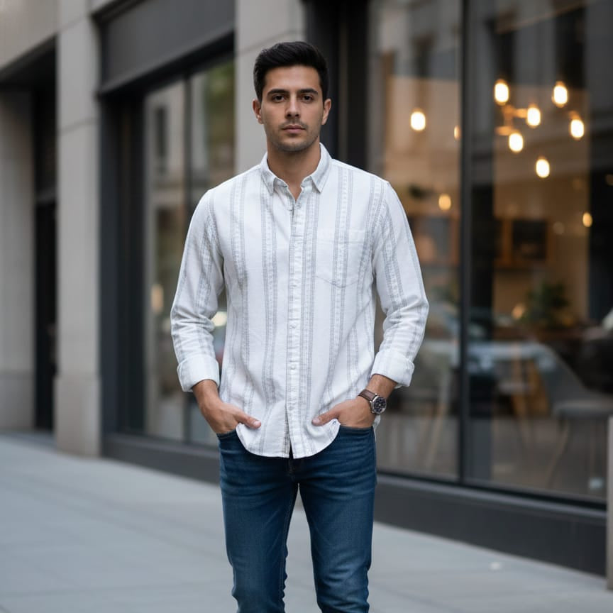 LAP FULL SLEEVE LINE SHIRT