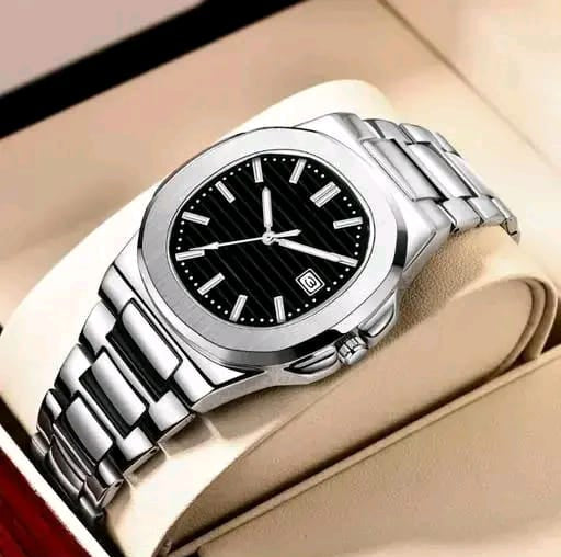 Silver-toned, regular, stainless steel strap watch