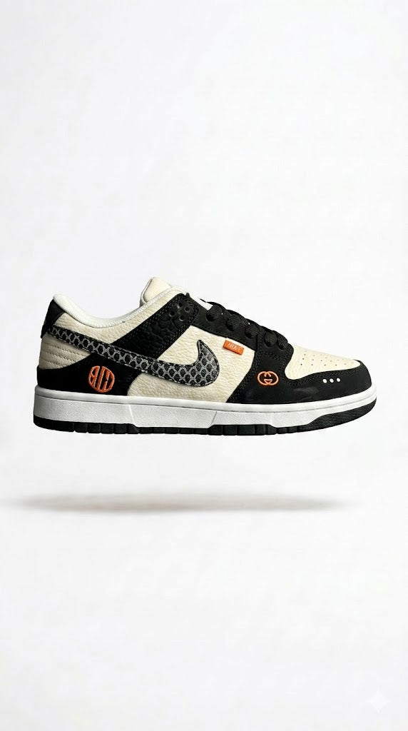 Nike SB Dunk Low "Hyper-Custom" Edition – Bone White & Black with Orange Accents