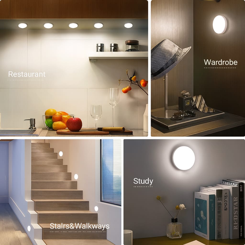 Motion Sensor LED Night Light with USB Charging | Self-Adhesive Rechargeable Wall Light (PACK OF 4)