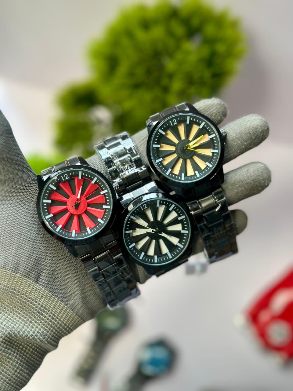Luxury Turbine Blade Series Men’s Watch – Rotating Dial Metal Chain Edition