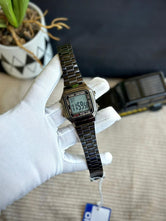 Classic Vintage Digital Watch | Premium Stainless Steel Metal Strap | Retro Unisex Wristwatch