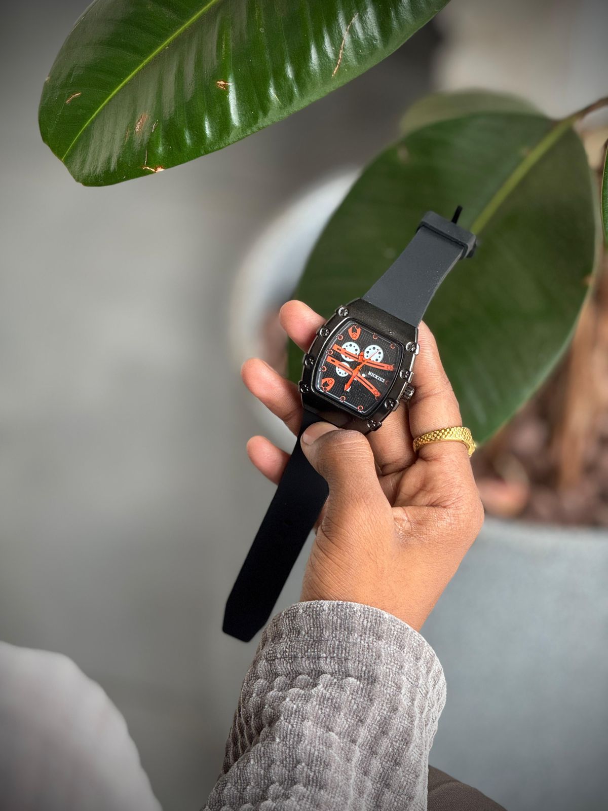 Rickies Tonneau Executive Sport Watch | Premium Silicone Strap | Bold Architectural Designer Timepiece