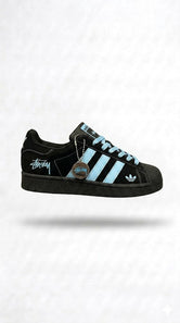Adidas Superstar x Stüssy Edition – Core Black & Ice Blue Premium Sneakers