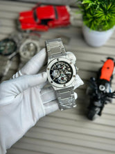 Premium Skeleton Chronograph Watch | Brushed Steel Industrial Design | Luxury Men’s Mechanical-Style Watch