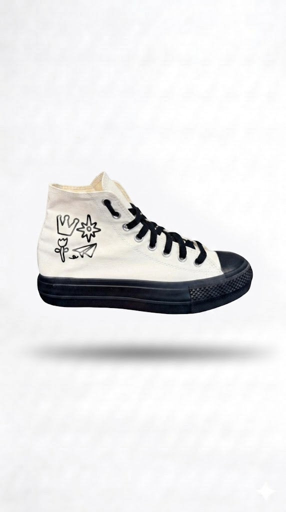 Converse Chuck Taylor All Star High-Top – "Doodle Art" Edition in White & Black