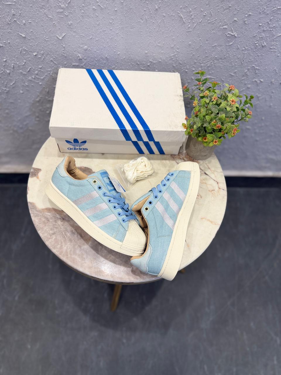 Adidas Superstar "Sky Blue Denim" – Limited Edition Canvas Shell-Toe Sneakers