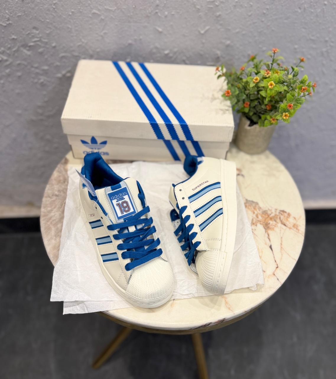 Adidas Superstar "London" Edition – Off-White & Royal Blue Premium Sneakers