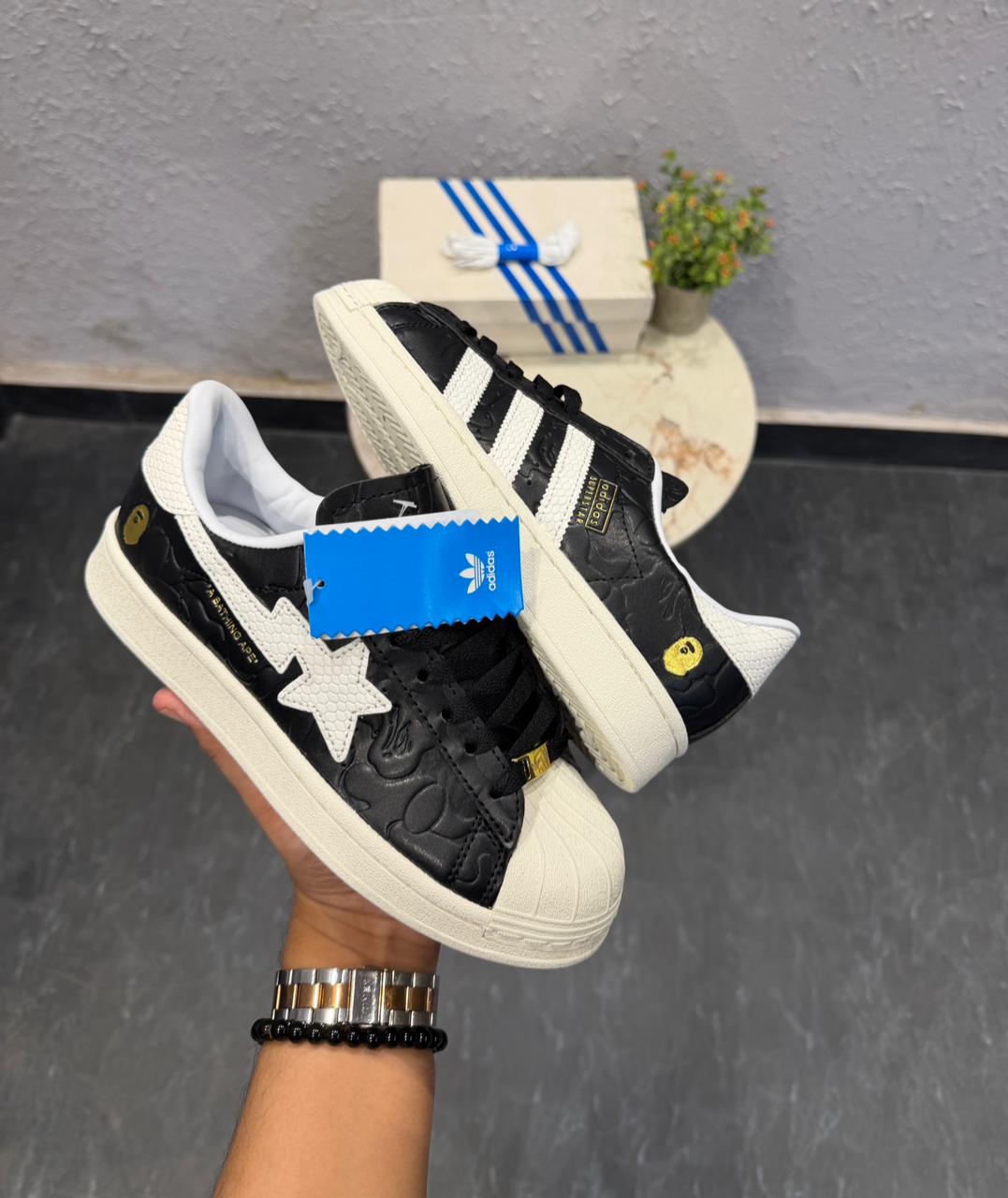 Adidas x BAPE Superstar "Black Camo" – Limited Edition Embossed Streetwear Sneakers