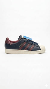 Adidas Superstar "Obsidian & Maroon" – Vintage Leather Shell-Toe Sneakers