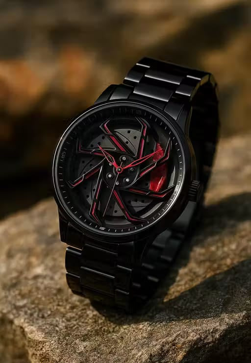 Vilante Gyro Wheel men's watch in black stainless steel