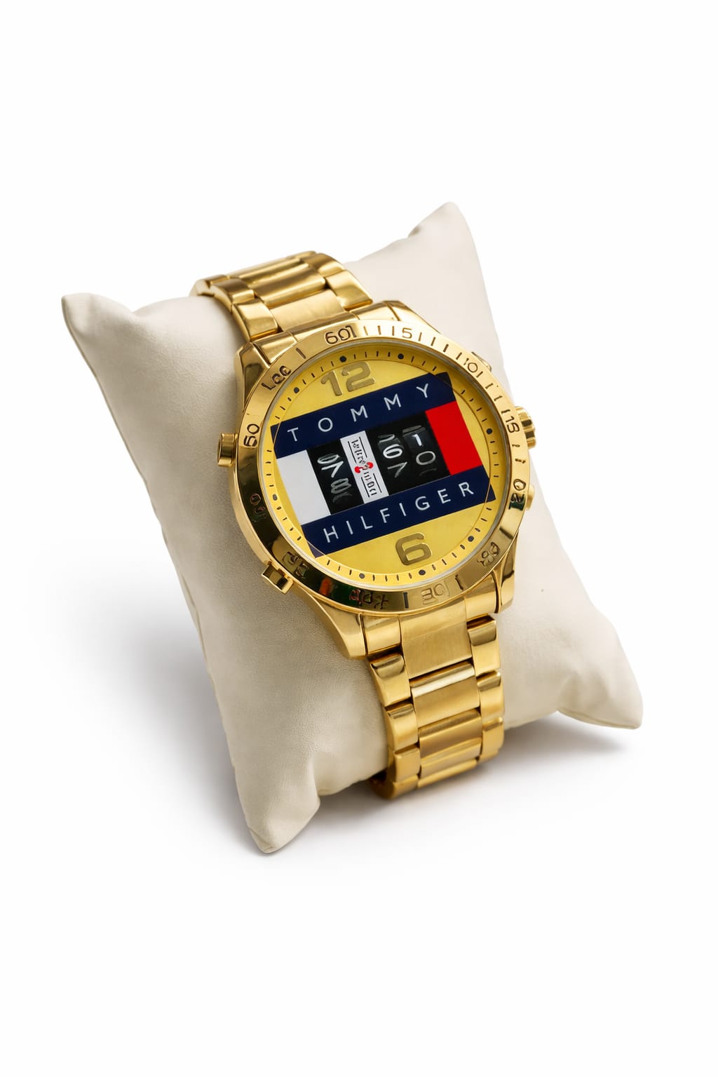 Drum Roller premium watch with a gold-toned