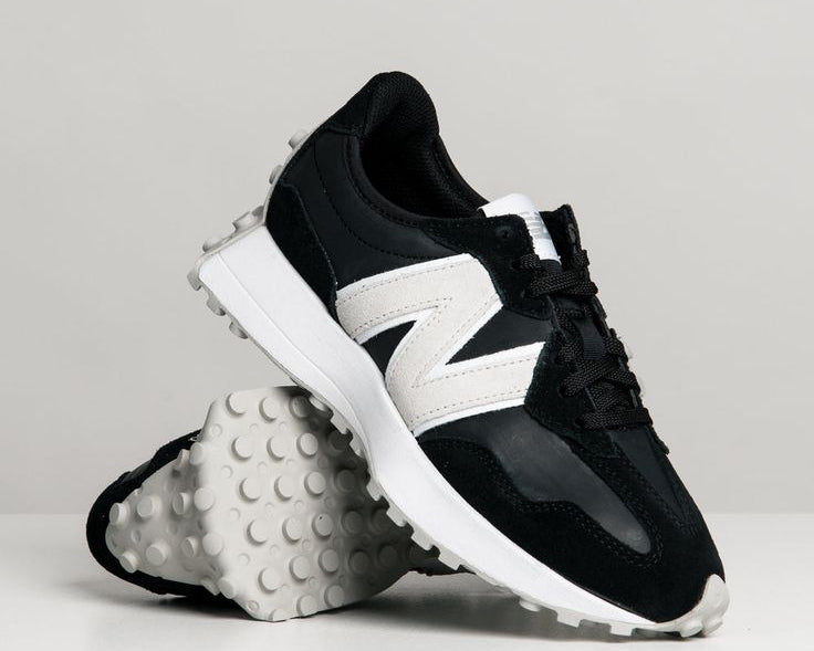 New Balance 327 sneaker in black and white