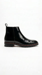 Christian Louboutin "Roadie" Inspired Chelsea Boots – Black Calfskin with Iconic Red Detailing