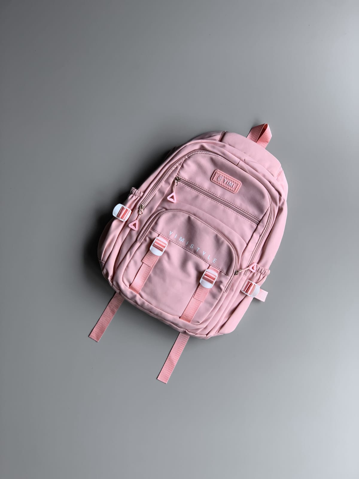 YIMI Style Premium Aesthetic Backpack – Pastel Pink Multi-Pocket Travel & School Bag