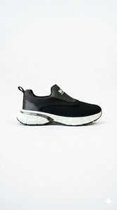 BOSS Hugo Boss Men's Black Knitted Slip-On Sneakers with Premium White Sole