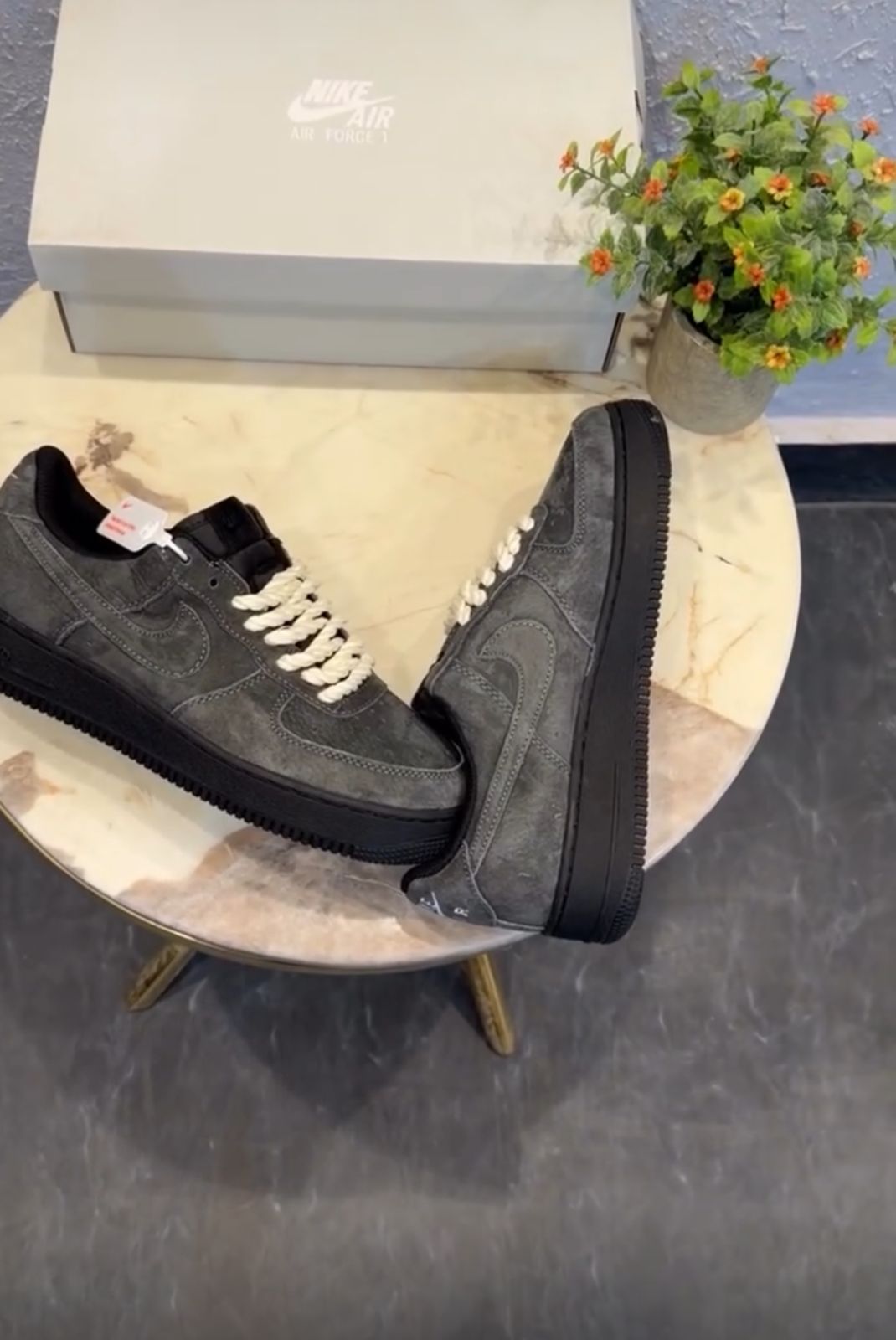 Nike Air Force 1 "Smokey Grey Suede" – Premium Edition with Oversized Rope Laces