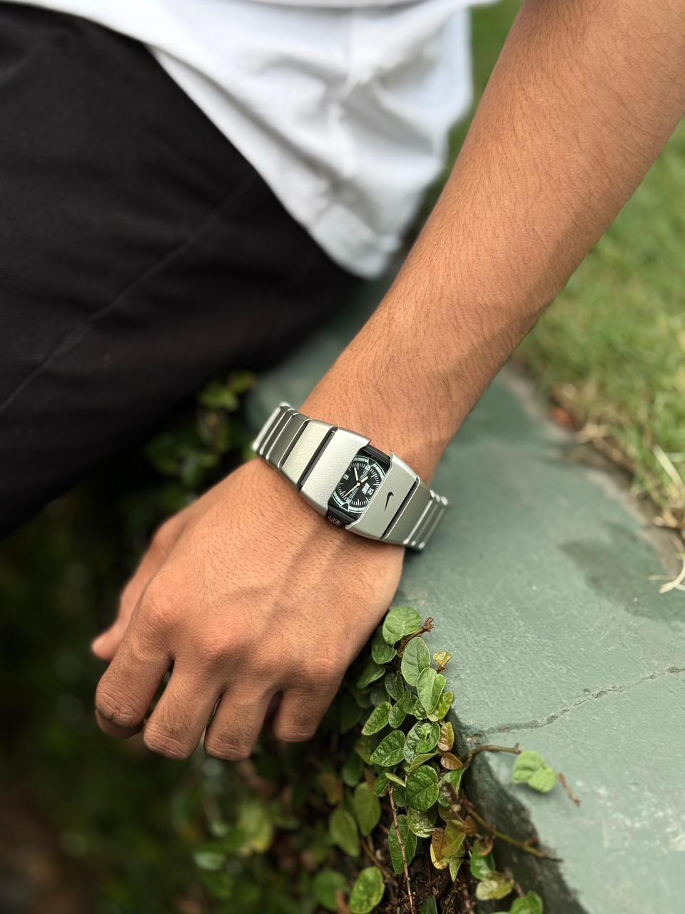 Swoosh Sport Elite Digital Watch | Integrated Stainless Steel Band | Futuristic Minimalist Wristwatch