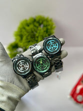 Futuristic Radar Series Men’s Watch – Neon Glow Geometric Dial Metal Edition