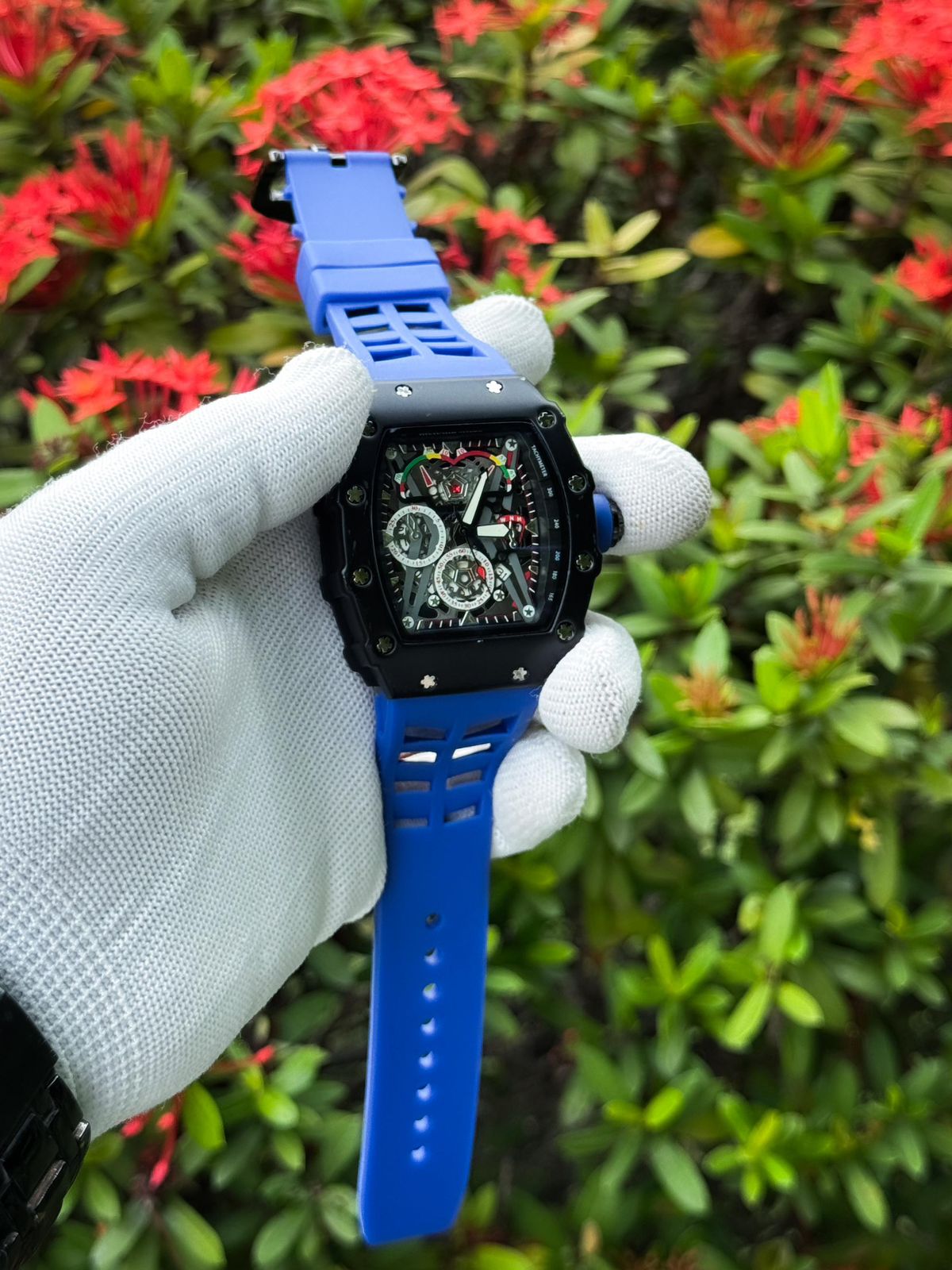 Turbo-Racing Skeleton Chronograph – Matte Black & Electric Blue Edition