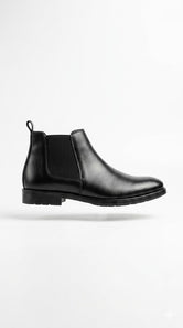 Royal Black Chelsea Boot – Premium Polished Leather Slip-On Boots