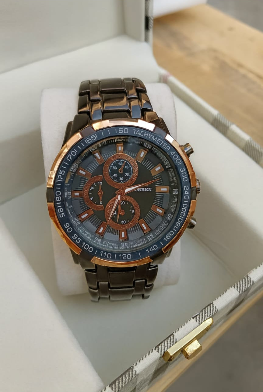 Curren rose-gold toned men's chronograph wrist watch