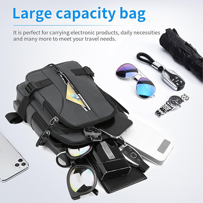 Waterproof Chest Sling Bag for Men Shoulder Gadget Organizer Crossbody Backpack